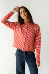 Julianne Striped Cardigan In Red