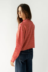 Julianne Striped Cardigan In Red