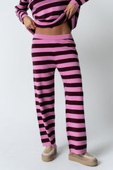 Joey Striped Wide Leg Pants in Berry - FINAL SALE