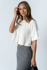 Macey Knit Sweater In Cream - Final Sale
