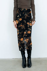 Carly Mesh Midi Skirt In Black