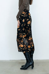 Carly Mesh Midi Skirt In Black