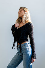 Joy Ruffle Top In Black - Final Sale