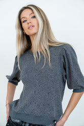 Marrel Textured Top in Charcoal - FINAL SALE