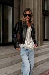 Jaymie Vegan Leather Jacket in Black - FINAL SALE