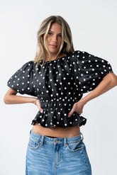 Terri Polka Dot Peplum Top - FINAL SALE