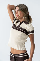 Brea Collared Sweater In Brown - Final Sale