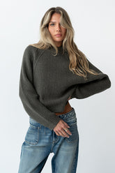 Shayla Knit Sweater in Charcoal - FINAL SALE