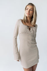 Venice Striped Mini Dress in Cream - FINAL SALE