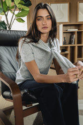Cierra Tie Sweater in Grey - FINAL SALE