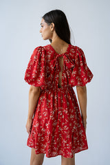 Lizzy Floral Mini Dress In Red - Final Sale