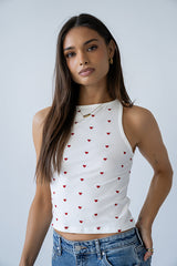 Mae Embroidered Heart Tank Top - FINAL SALE