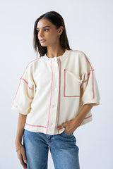 Liam Oversized Top In Bone
