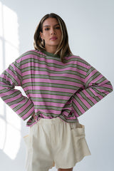 Kiana Striped Top In Orchid