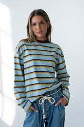 Kiana Striped Top in Light Blue - FINAL SALE