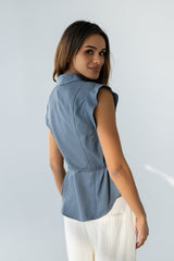 Pablo Button Up In Slate Blue - Final Sale