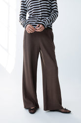 Ronda Ribbed Wide Leg Pants in Brown - FINAL SALE