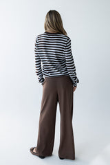 Ronda Ribbed Wide Leg Pants In Brown - Final Sale