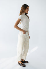 Lennon Striped Top In Oatmeal - Final Sale
