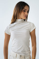Lennon Striped Top in Oatmeal - FINAL SALE