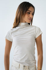 Lennon Striped Top in Oatmeal - FINAL SALE