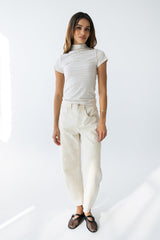 Lennon Striped Top In Oatmeal - Final Sale
