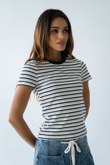 Ashtyn Striped Top In Teal - Final Sale
