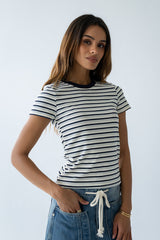 Ashtyn Striped Top In Teal - Final Sale