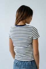 Ashtyn Striped Top In Teal - Final Sale