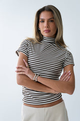 Lennon Striped Top In Brown - Final Sale