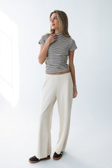 Lennon Striped Top In Brown - Final Sale