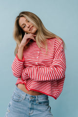 Miriam Striped Cardigan In Pink