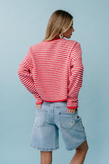 Miriam Striped Cardigan In Pink