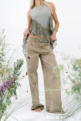 Mariana Lace Tank Top In Olive