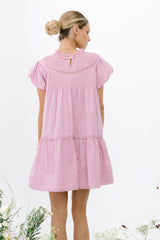 Toby Pleated Baby Doll Dress In Mauve - Final Sale