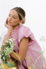 Toby Pleated Baby Doll Dress In Mauve - Final Sale