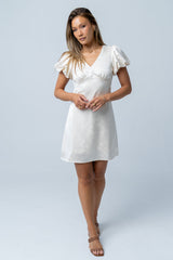 Brenna Floral Mini Dress in Cream - FINAL SALE