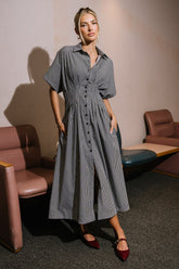 Collins Striped Maxi Dress in Grey
