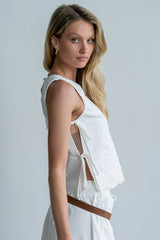 Rudy Embroidered Tank Top In Ivory