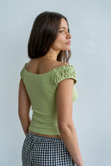 Ace Ribbed Top In Green - Final Sale