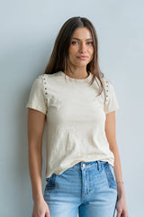 Genesis Grommet Top In Bone - Final Sale
