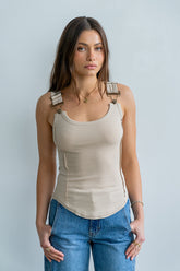 Lenny Overall Top in Taupe