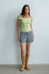 Ace Ribbed Top In Green - Final Sale