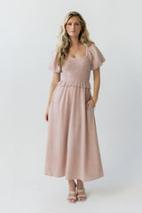Renley Plaid Midi Dress In Clay - Final Sale