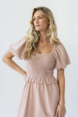 Renley Plaid Midi Dress In Clay - Final Sale