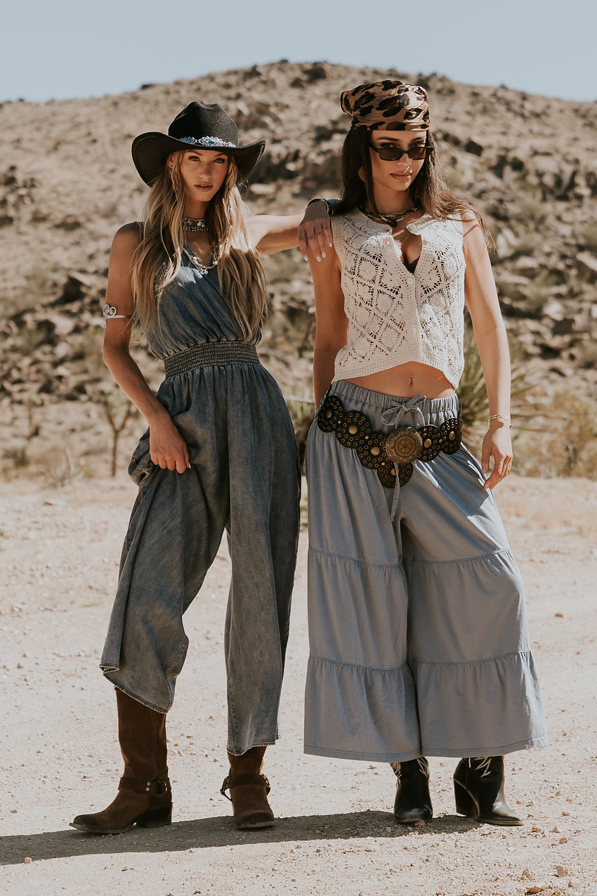 Asha Tiered Pants in Blue - FINAL SALE