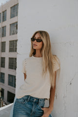 Genesis Grommet Top In Bone - Final Sale