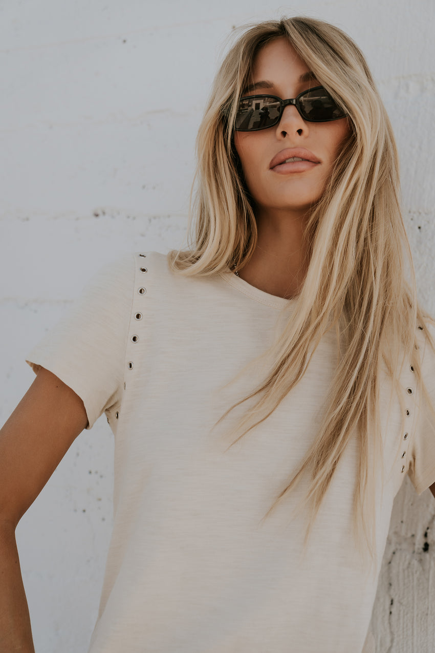Genesis Grommet Top in Bone - FINAL SALE