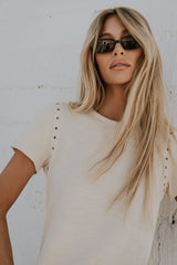 Genesis Grommet Top in Bone - FINAL SALE