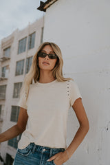 Genesis Grommet Top In Bone - Final Sale
